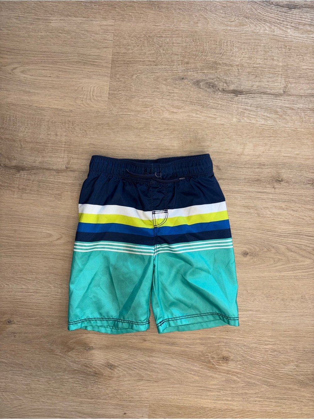 Old Navy Navy, Teal & Yellow Boys Swim Trunks